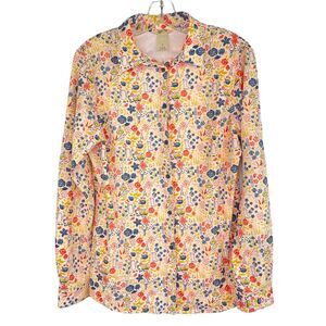 Duluth Trading Co Gardening Print Vented Button Down Long Sleeve Shirt Womens S